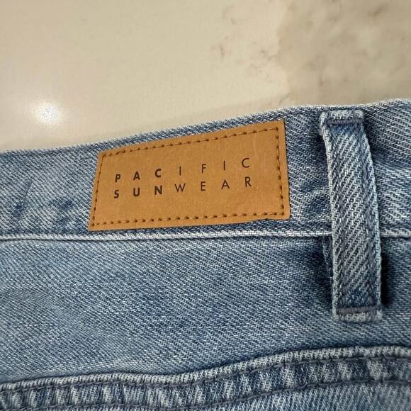 PacSun Eco Medium Blue Frayed High Waisted Bootcut Jeans Women's 26 Button Fly - Picture 8 of 10